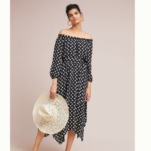 Anthropologie Dotted-Off-The-Shoulder Dress